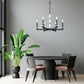 Z-Lite Kaden 6-Light Candelabra Bulb Base Matte Black Steel Frame Stone Alabaster Chandelier