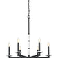 Z-Lite Kaden 6-Light Candelabra Bulb Base Matte Black Steel Frame Stone Alabaster Chandelier
