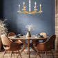 Z-Lite Kaden 6-Light Candelabra Bulb Base Modern Gold Steel Frame Stone Alabaster Chandelier