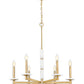 Z-Lite Kaden 6-Light Candelabra Bulb Base Modern Gold Steel Frame Stone Alabaster Chandelier