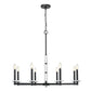 Z-Lite Kaden 8-Light Candelabra Bulb Base Matte Black Steel Frame Stone Alabaster Chandelier