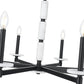 Z-Lite Kaden 8-Light Candelabra Bulb Base Matte Black Steel Frame Stone Alabaster Chandelier