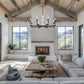 Z-Lite Kaden 8-Light Candelabra Bulb Base Matte Black Steel Frame Stone Alabaster Chandelier