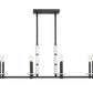 Z-Lite Kaden 8-Light Candelabra Bulb Base Matte Black Steel Frame Stone Alabaster Linear Chandelier