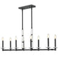 Z-Lite Kaden 8-Light Candelabra Bulb Base Matte Black Steel Frame Stone Alabaster Linear Chandelier