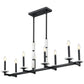 Z-Lite Kaden 8-Light Candelabra Bulb Base Matte Black Steel Frame Stone Alabaster Linear Chandelier