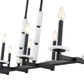 Z-Lite Kaden 8-Light Candelabra Bulb Base Matte Black Steel Frame Stone Alabaster Linear Chandelier