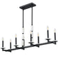 Z-Lite Kaden 8-Light Candelabra Bulb Base Matte Black Steel Frame Stone Alabaster Linear Chandelier