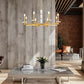 Z-Lite Kaden 8-Light Candelabra Bulb Base Modern Gold Steel Frame Stone Alabaster Chandelier