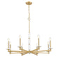 Z-Lite Kaden 8-Light Candelabra Bulb Base Modern Gold Steel Frame Stone Alabaster Chandelier