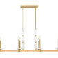 Z-Lite Kaden 8-Light Candelabra Bulb Base Modern Gold Steel Frame Stone Alabaster Linear Chandelier