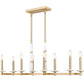 Z-Lite Kaden 8-Light Candelabra Bulb Base Modern Gold Steel Frame Stone Alabaster Linear Chandelier