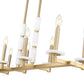 Z-Lite Kaden 8-Light Candelabra Bulb Base Modern Gold Steel Frame Stone Alabaster Linear Chandelier