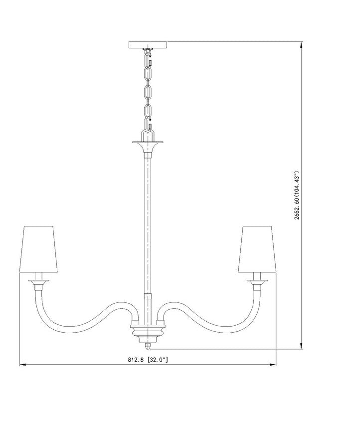 Z-Lite Katerina 32" 6-Light Candelabra Base Brushed Nickel Steel and Glass White Fabric Shade Chandelier