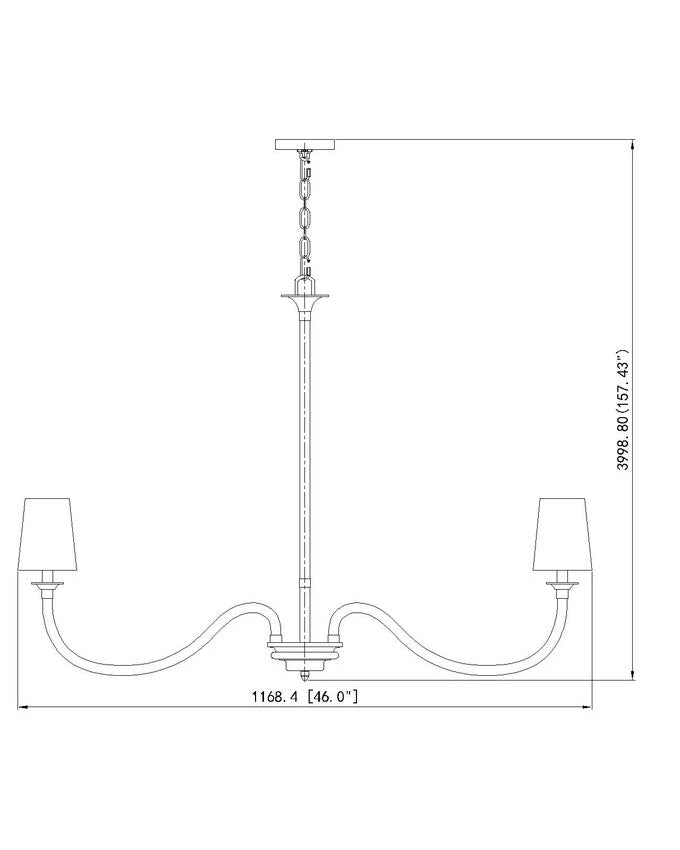 Z-Lite Katerina 46" 8-Light Candelabra Base Brushed Nickel Steel and Glass White Fabric Shade Chandelier