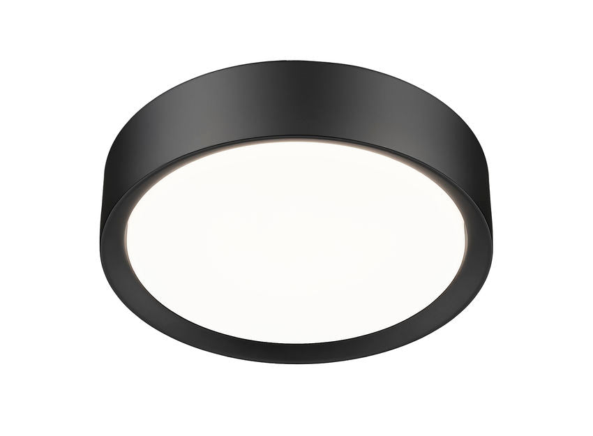 Z-Lite Kawan 12" 1-Light LED Matte Black Flush Mount Lighting With Frosted Acrylic Shade