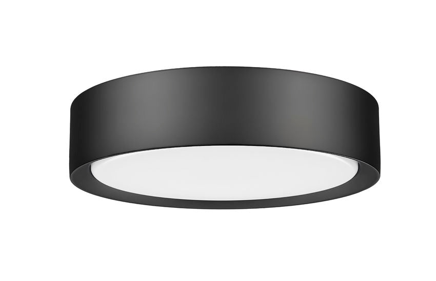 Z-Lite Kawan 12" 1-Light LED Matte Black Flush Mount Lighting With Frosted Acrylic Shade