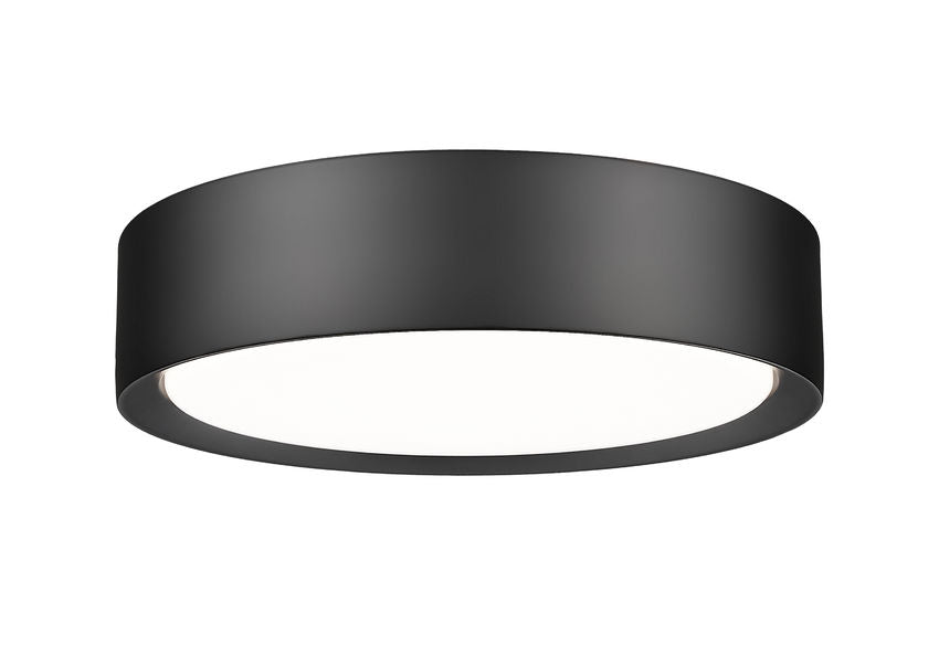 Z-Lite Kawan 12" 1-Light LED Matte Black Flush Mount Lighting With Frosted Acrylic Shade