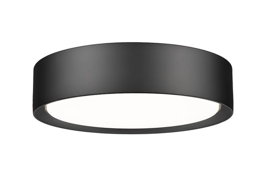 Z-Lite Kawan 12" 1-Light LED Matte Black Flush Mount Lighting With Frosted Acrylic Shade