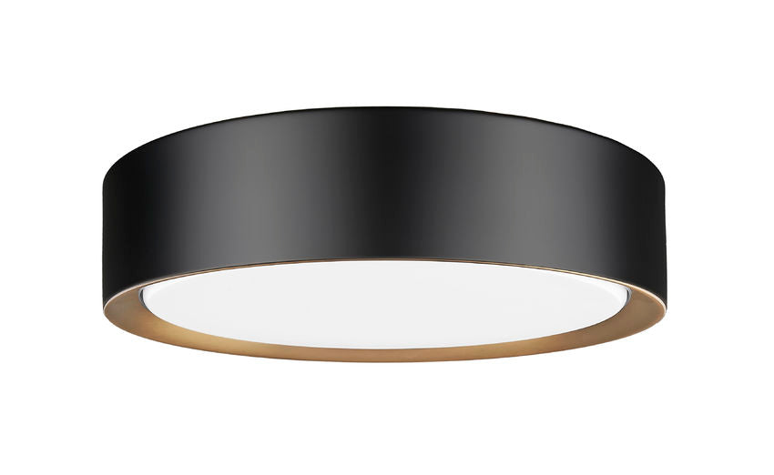 Z-Lite Kawan 12" 1-Light LED Matte Black and Modern Gold Flush Mount Lighting With Frosted Acrylic Shade