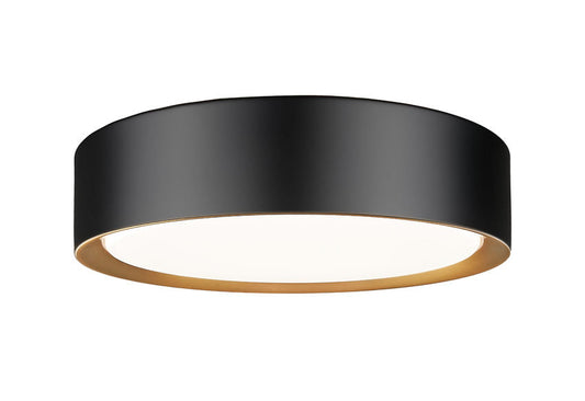 Z-Lite Kawan 12" 1-Light LED Matte Black and Modern Gold Flush Mount Lighting With Frosted Acrylic Shade