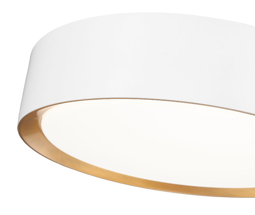 Z-Lite Kawan 12" 1-Light LED Matte White and Modern Gold Flush Mount Lighting With Frosted Acrylic Shade