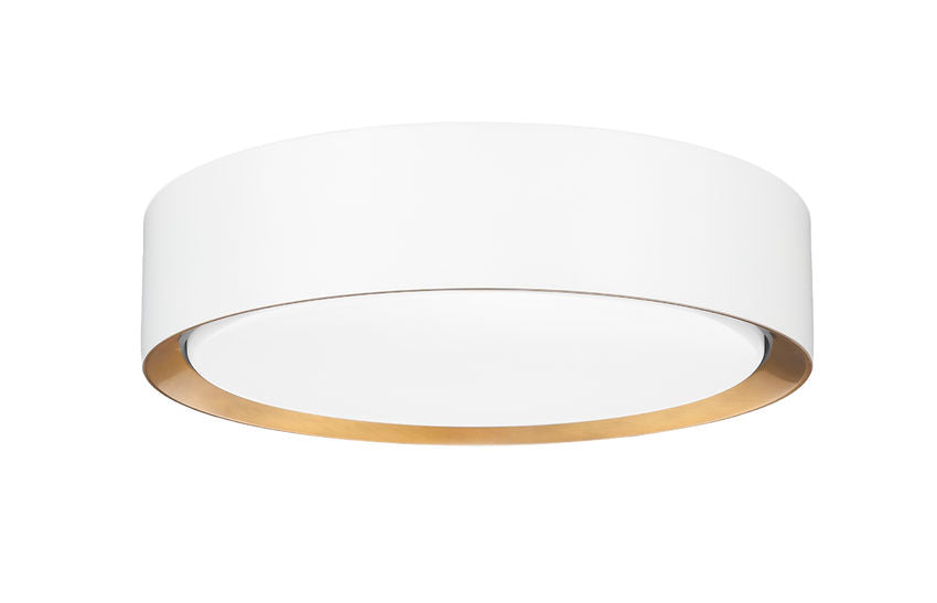 Z-Lite Kawan 12" 1-Light LED Matte White and Modern Gold Flush Mount Lighting With Frosted Acrylic Shade