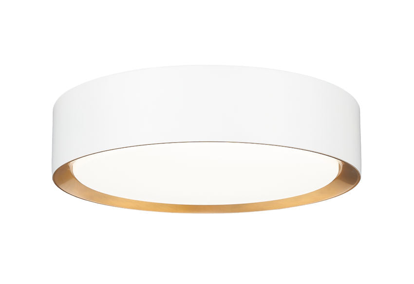 Z-Lite Kawan 12" 1-Light LED Matte White and Modern Gold Flush Mount Lighting With Frosted Acrylic Shade