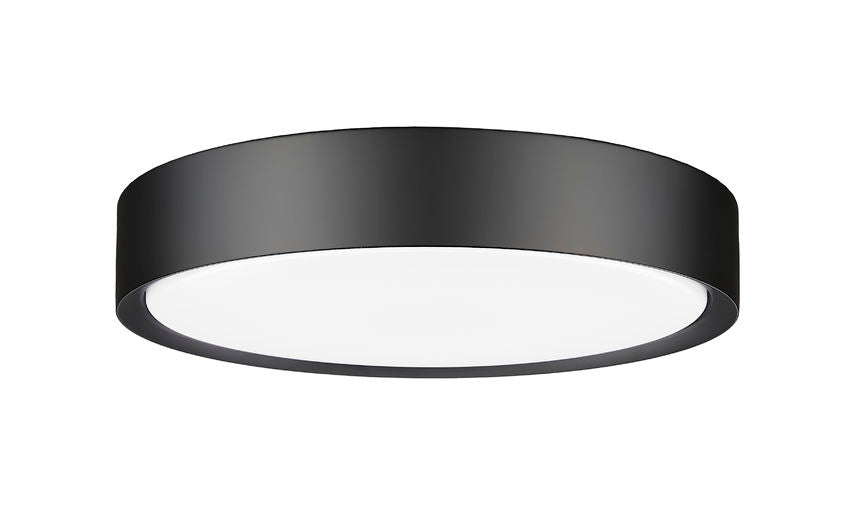 Z-Lite Kawan 16" 1-Light LED Matte Black Flush Mount Lighting With Frosted Acrylic Shade