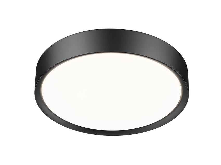 Z-Lite Kawan 16" 1-Light LED Matte Black Flush Mount Lighting With Frosted Acrylic Shade