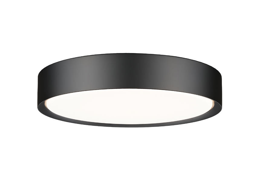 Z-Lite Kawan 16" 1-Light LED Matte Black Flush Mount Lighting With Frosted Acrylic Shade