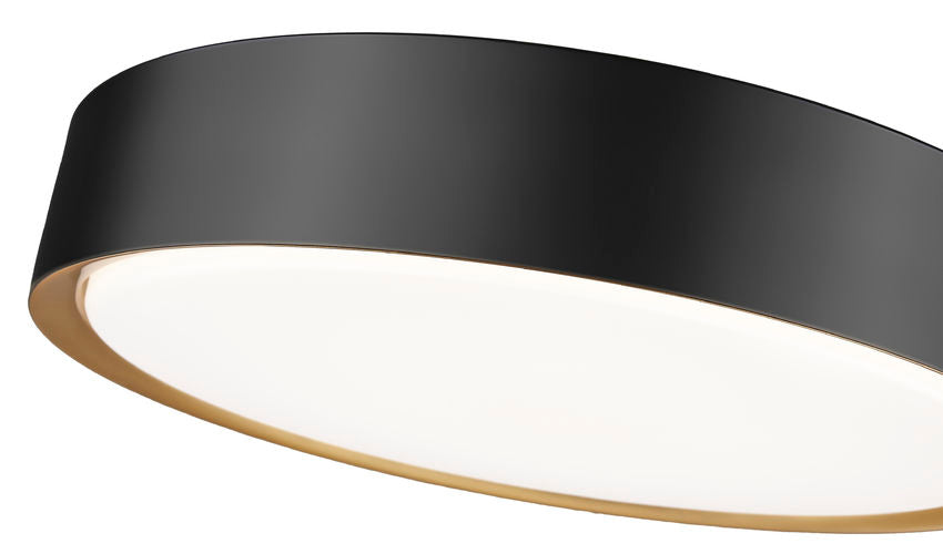 Z-Lite Kawan 16" 1-Light LED Matte Black and Modern Gold Flush Mount Lighting With Frosted Acrylic Shade