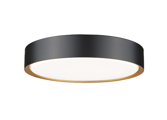 Z-Lite Kawan 16" 1-Light LED Matte Black and Modern Gold Flush Mount Lighting With Frosted Acrylic Shade