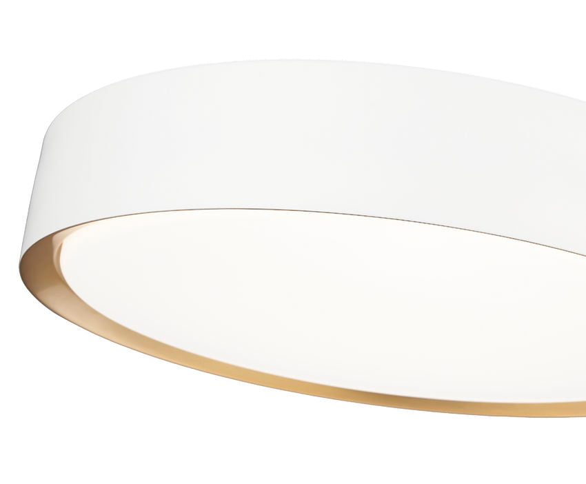 Z-Lite Kawan 16" 1-Light LED Matte White and Modern Gold Flush Mount Lighting With Frosted Acrylic Shade