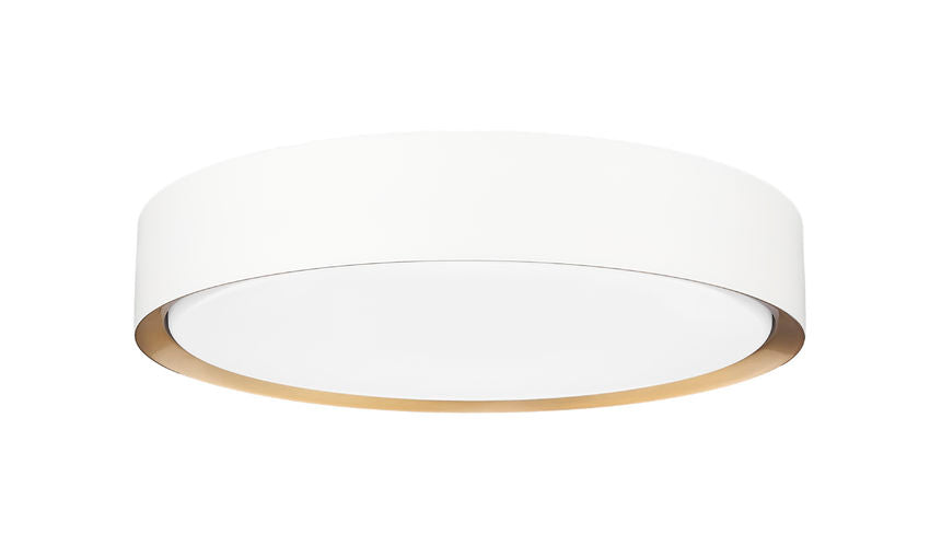 Z-Lite Kawan 16" 1-Light LED Matte White and Modern Gold Flush Mount Lighting With Frosted Acrylic Shade