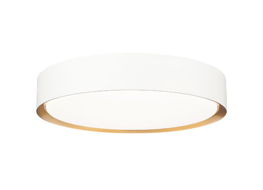 Z-Lite Kawan 16" 1-Light LED Matte White and Modern Gold Flush Mount Lighting With Frosted Acrylic Shade