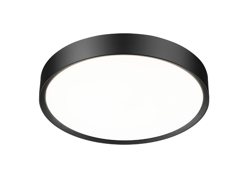 Z-Lite Kawan 20" 1-Light LED Matte Black Flush Mount Lighting With Frosted Acrylic Shade