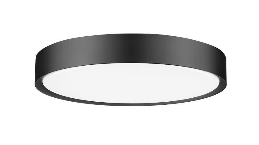 Z-Lite Kawan 20" 1-Light LED Matte Black Flush Mount Lighting With Frosted Acrylic Shade