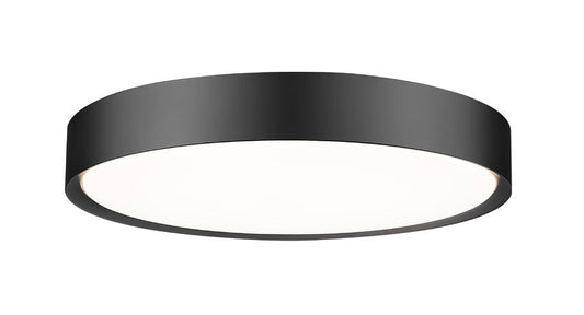 Z-Lite Kawan 20" 1-Light LED Matte Black Flush Mount Lighting With Frosted Acrylic Shade