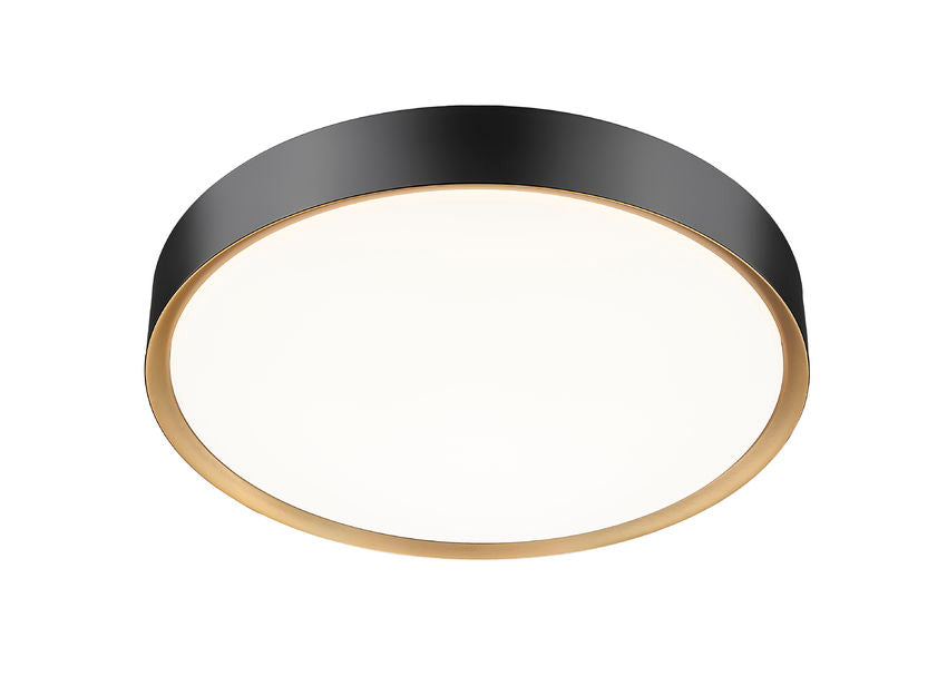 Z-Lite Kawan 20" 1-Light LED Matte Black and Modern Gold Flush Mount Lighting With Frosted Acrylic Shade