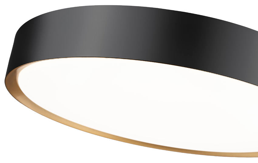 Z-Lite Kawan 20" 1-Light LED Matte Black and Modern Gold Flush Mount Lighting With Frosted Acrylic Shade