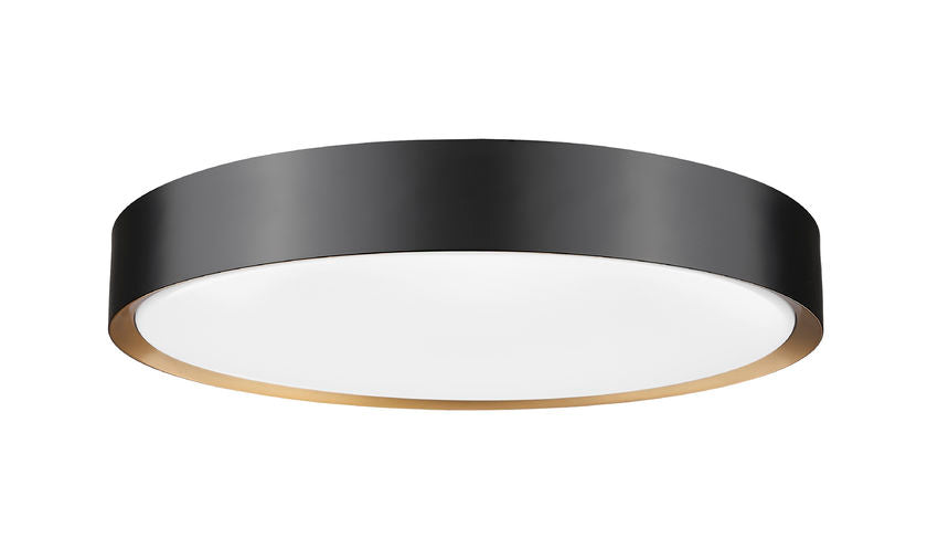 Z-Lite Kawan 20" 1-Light LED Matte Black and Modern Gold Flush Mount Lighting With Frosted Acrylic Shade