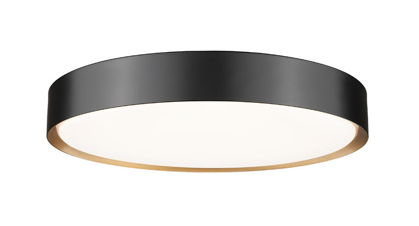 Z-Lite Kawan 20" 1-Light LED Matte Black and Modern Gold Flush Mount Lighting With Frosted Acrylic Shade