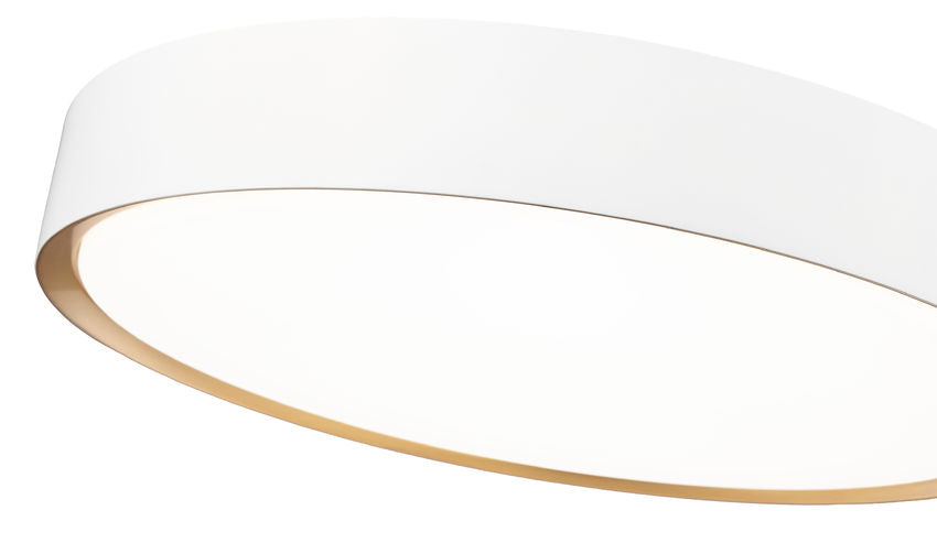 Z-Lite Kawan 20" 1-Light LED Matte White and Modern Gold Flush Mount Lighting With Frosted Acrylic Shade