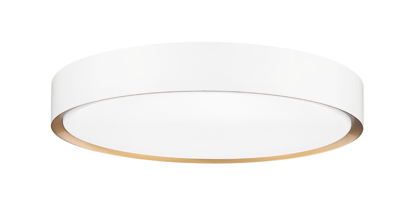 Z-Lite Kawan 20" 1-Light LED Matte White and Modern Gold Flush Mount Lighting With Frosted Acrylic Shade