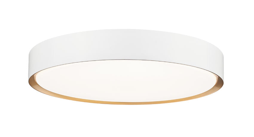 Z-Lite Kawan 20" 1-Light LED Matte White and Modern Gold Flush Mount Lighting With Frosted Acrylic Shade