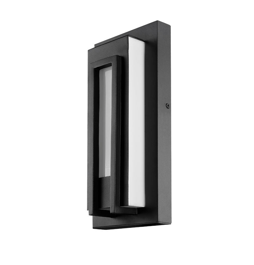 Z-Lite Keaton 6" 1-Light LED Black Aluminum Outdoor Wall Sconce With White Glass Shade