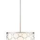 Z-Lite Kendall 17" 3-Light Brushed Nickel Pendant Light With White Fabric Shade