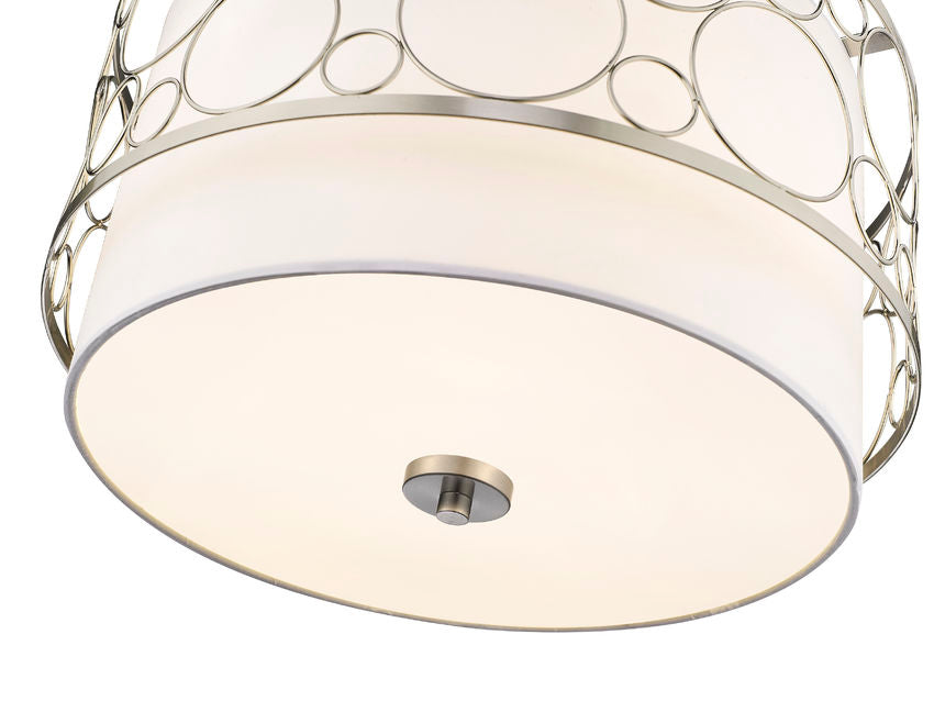 Z-Lite Kendall 17" 3-Light Brushed Nickel Pendant Light With White Fabric Shade