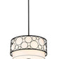 Z-Lite Kendall 17" 3-Light Matte Black Pendant Light With White Fabric Shade